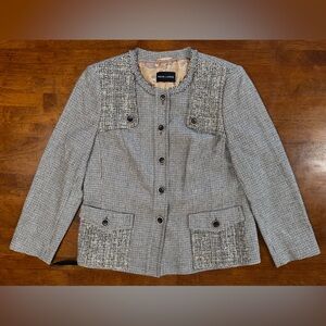 Rena Lange Vintage Ivory Truffle Tweed Luxury Blazer Size 16